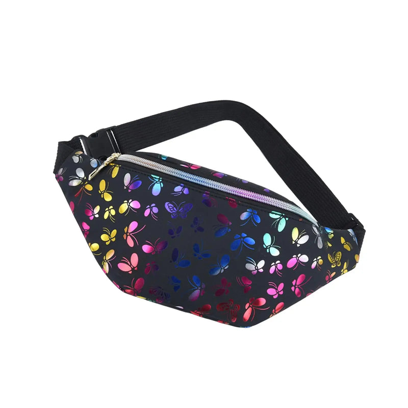 Butterfly Pattern Fanny Pack Hip Bag Adjustable Strap Waist Pouch for Teens