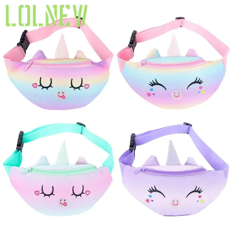 Rainbow Colors Kids Shoulder Belt Bag Cartoon Unicorn Waist Bag