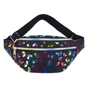 Women's Silver Laser Bum Bag Travel Waist Bag Girls Pink Hip Bag