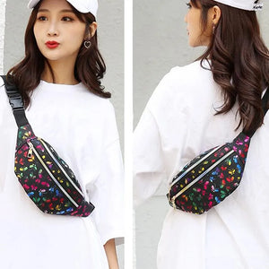 Women's Silver Laser Bum Bag Travel Waist Bag Girls Pink Hip Bag