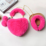 Faux Fur Chain Shoulder Bag & Headband Set