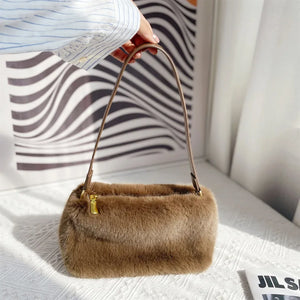 Women's Faux Fur Shoulder Bag Tote Handbag