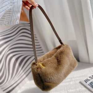 Women's Faux Fur Shoulder Bag Tote Handbag