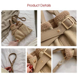 Faux Fur Crossbody Bag Women's Winter Large Handbag Leather Shoulder Bag