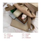 Faux Fur Crossbody Bag Women's Winter Large Handbag Leather Shoulder Bag