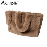 Faux Fur Large Tote Bag Teddy Women Handbags Soft Fluffy Plush Lady Handbags