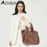 Faux Fur Large Tote Bag Teddy Women Handbags Soft Fluffy Plush Lady Handbags