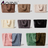 Faux Fur Large Tote Bag Teddy Women Handbags Soft Fluffy Plush Lady Handbags