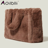 Faux Fur Large Tote Bag Teddy Women Handbags Soft Fluffy Plush Lady Handbags