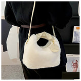 Faux Fur Handbag Hobos Zipper Small Shoulder Crossbody Bags for Women