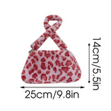 Leopard Faux Fur Women Shoulder Bag Soft Plush Shopper Bag Winter Tote Purse