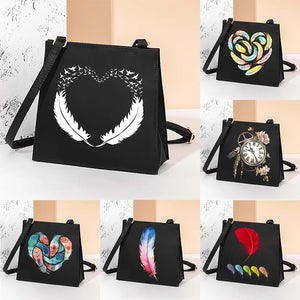 Feather Pattern Square Bag Women Shoulder Bag Casual Tote Bag