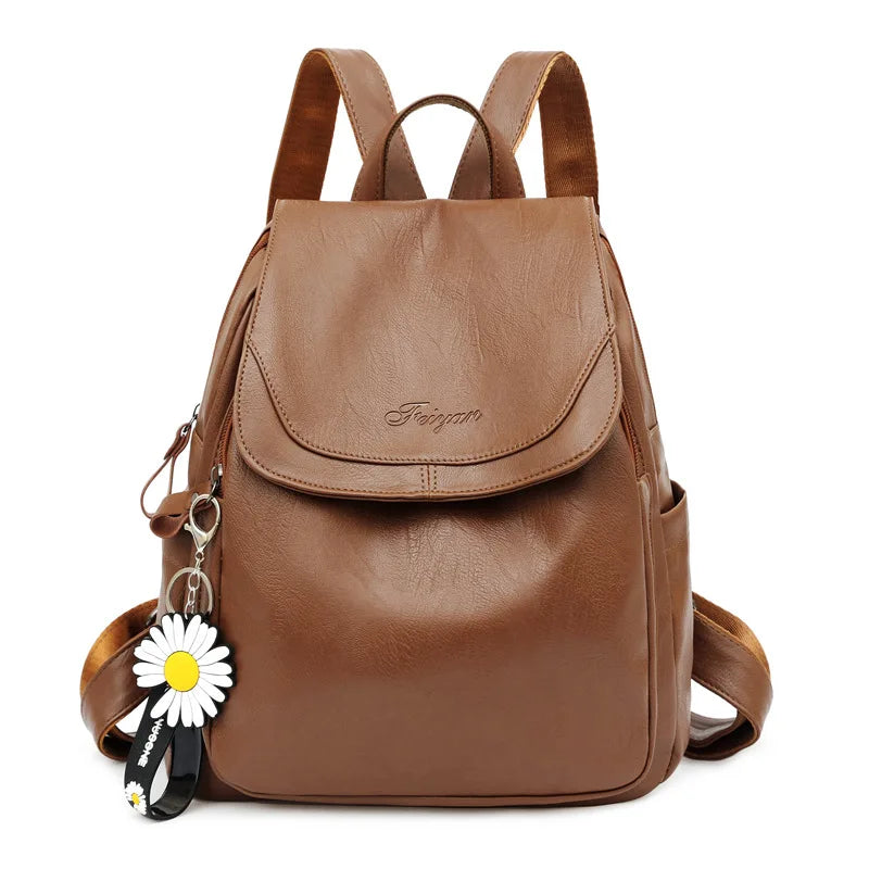 Female Anti-theft Backpack Waterproof Travel PU Backpack