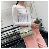 Female Bag Metal Chain Shoulder Strap Rhombus Check Crossbody