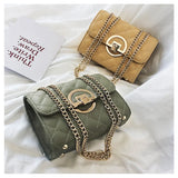 Female Bag Metal Chain Shoulder Strap Rhombus Check Crossbody