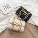 Female Bag Metal Chain Shoulder Strap Rhombus Check Crossbody