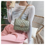 Female Bag Metal Chain Shoulder Strap Rhombus Check Crossbody