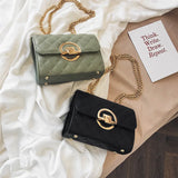 Female Bag Metal Chain Shoulder Strap Rhombus Check Crossbody