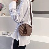 Female Leaf Texture Round Cake Shape Handbag