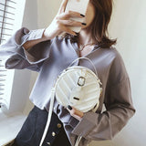 Female Leaf Texture Round Cake Shape Handbag