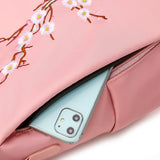 Female Embroidery Print School Backpack Anti-theft Travel Knapsack