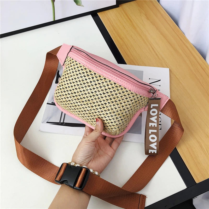 Female Straw Belt Bag Fanny pack And Phone Pack
