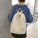 Female Canvas Backpack Women Solid Backpack for College School