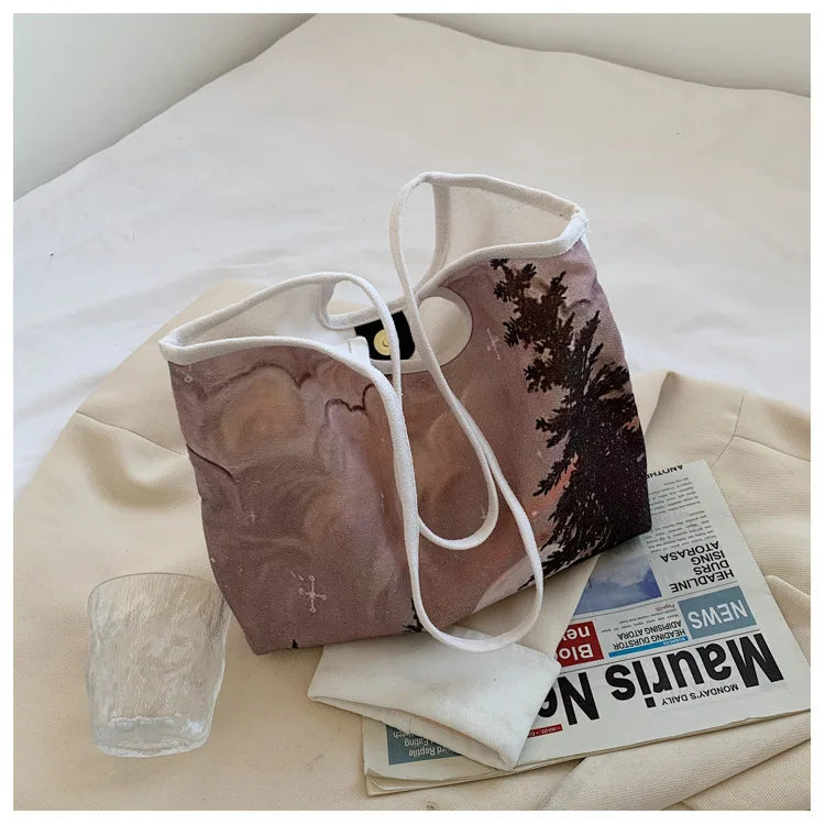 Floral Print Handbag Large Capacity Single-Shoulder Bag for Women