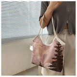 Floral Print Handbag Large Capacity Single-Shoulder Bag for Women