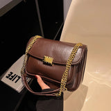 Female Chain Shoulder Bags Textured PU Leather Handbag