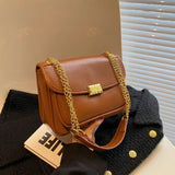 Female Chain Shoulder Bags Textured PU Leather Handbag