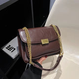 Female Chain Shoulder Bags Textured PU Leather Handbag