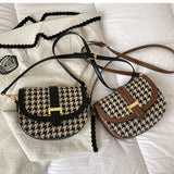 Houndstooth Messenger Bag Crossbody for Women Travel Purse