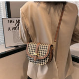 Houndstooth Messenger Bag Crossbody for Women Travel Purse