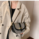 Houndstooth Messenger Bag Crossbody for Women Travel Purse
