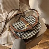 Houndstooth Messenger Bag Crossbody for Women Travel Purse