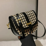 Houndstooth Messenger Bag Crossbody for Women Travel Purse
