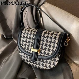 Houndstooth Messenger Bag Crossbody for Women Travel Purse