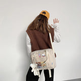 Female Messenger Bags Pendant Badges Ladies Crossbody Bags Zipper Handbags