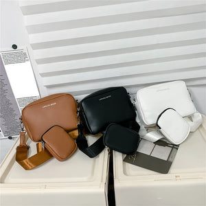 Female Pu Handbags Camera Headphone Pouch 2 in 1 Crossbody Handbags