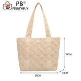 Women's Quilted Cotton Padded Handbag Diamond Pattern Large Capacity