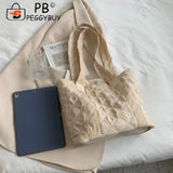 Women's Quilted Cotton Padded Handbag Diamond Pattern Large Capacity
