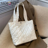 Women's Quilted Cotton Padded Handbag Diamond Lattice Shoulder Bag