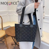 Women's Quilted Cotton Padded Handbag Diamond Lattice Shoulder Bag