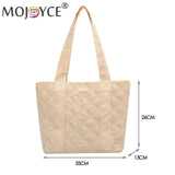 Women's Quilted Cotton Padded Handbag Diamond Lattice Shoulder Bag