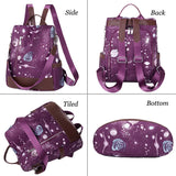 Waterproof Starry Sky Print School Backpack for Women