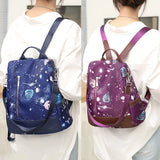 Waterproof Starry Sky Print School Backpack for Women
