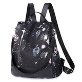 Waterproof Starry Sky Print School Backpack for Women