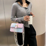 Women's Gradient Rainbow Messenger Bag Lady Totes Bag