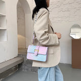 Women's Gradient Rainbow Messenger Bag Lady Totes Bag